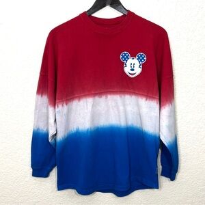 Disney X Spirit Jersey Red White and Blue Mickey Mouse Long Sleeve T-Shirt XS